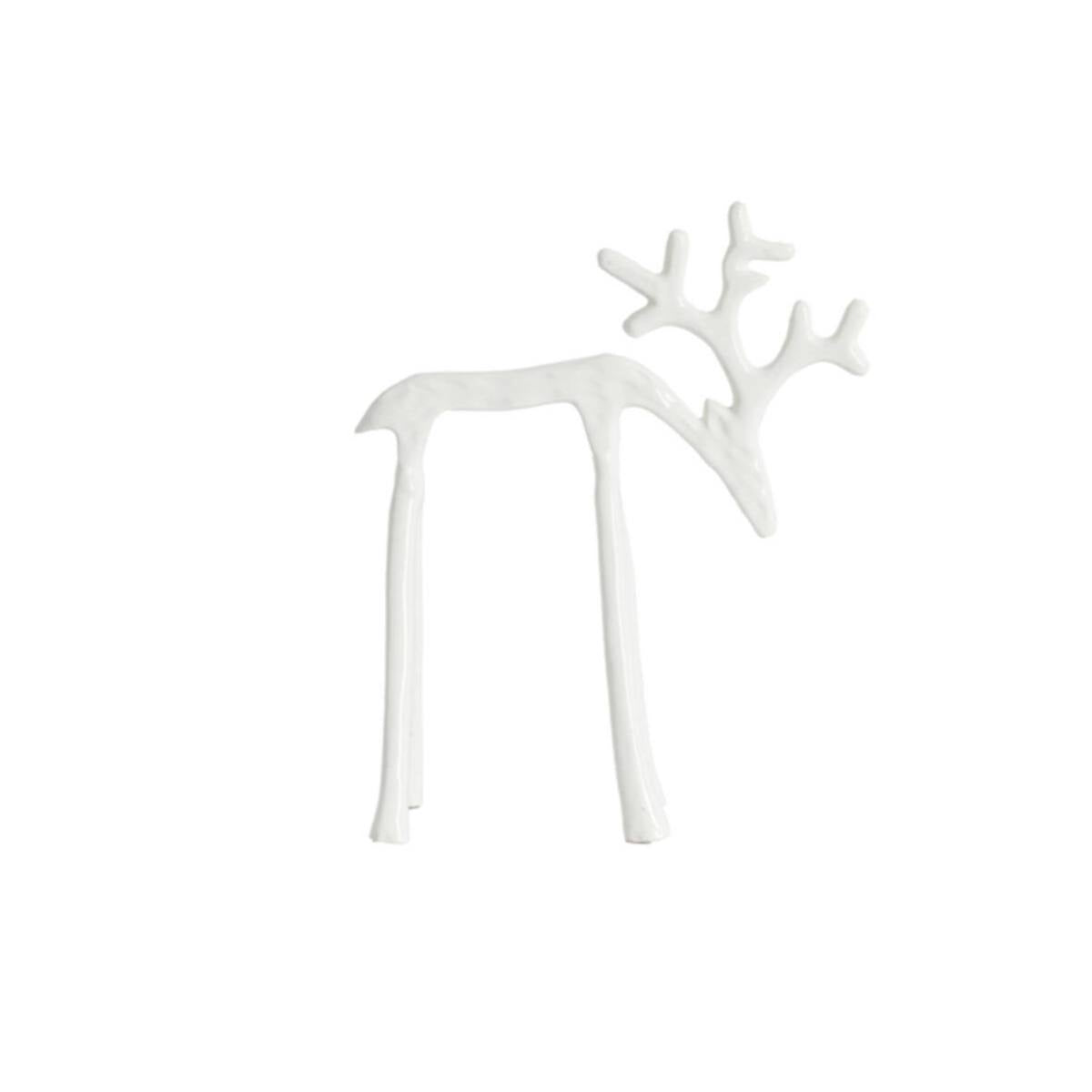 Jackson cream metal deer figurine on a white background - Small - Side View