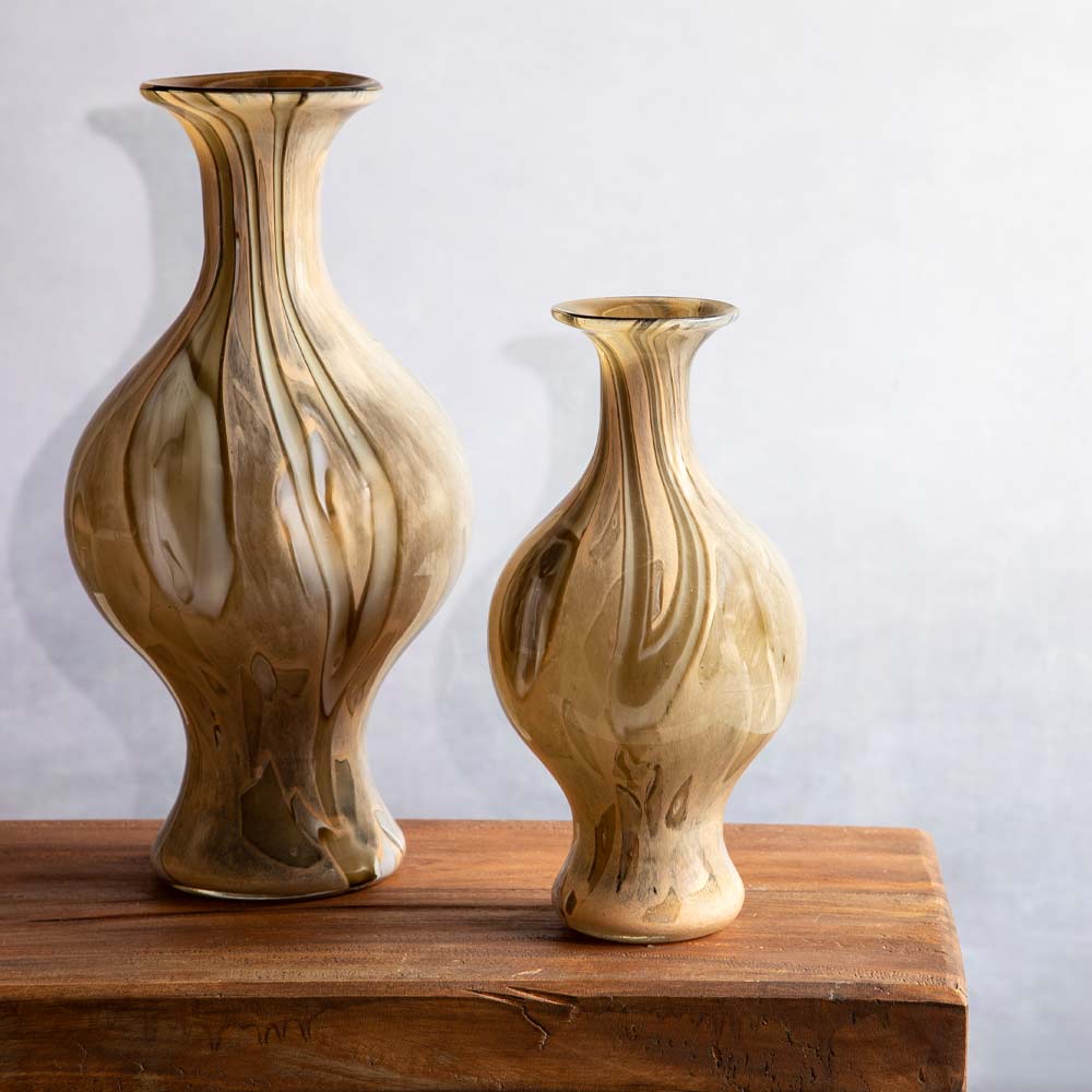 Jorven Glass Vase in Olive and Taupe