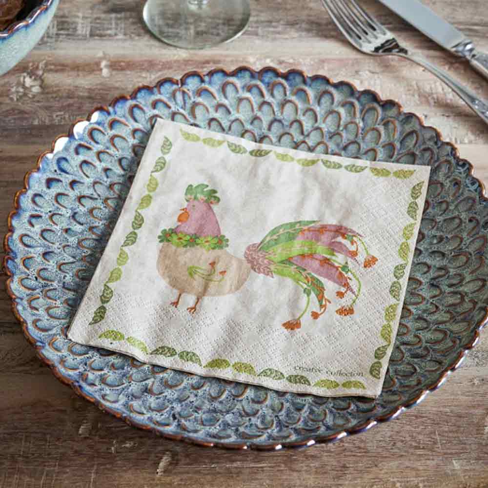 Joshua Hen Napkin in Pink and Green