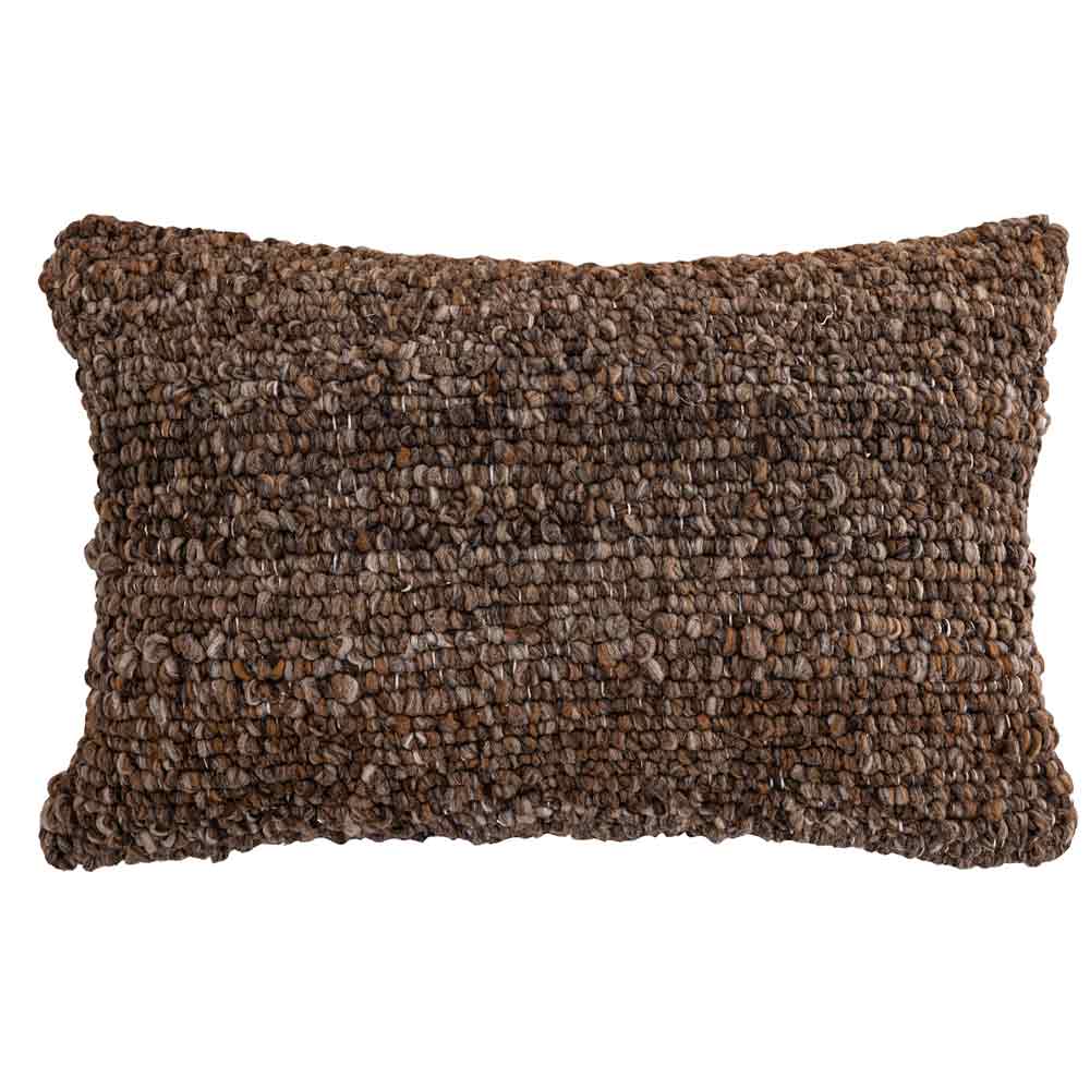 Kiella Chocolate Brown Textured Cushion - Oblong