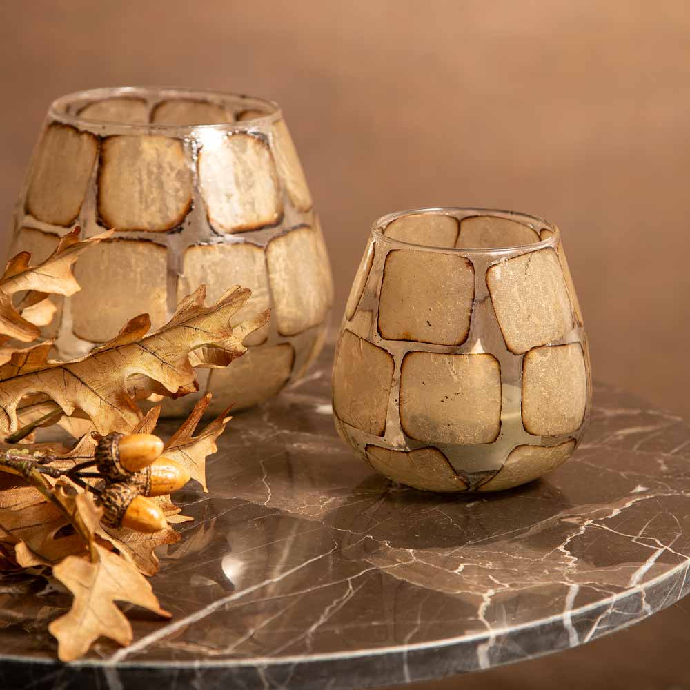 Kuala Glass Votive - Pale Sand - Two Sizes Available