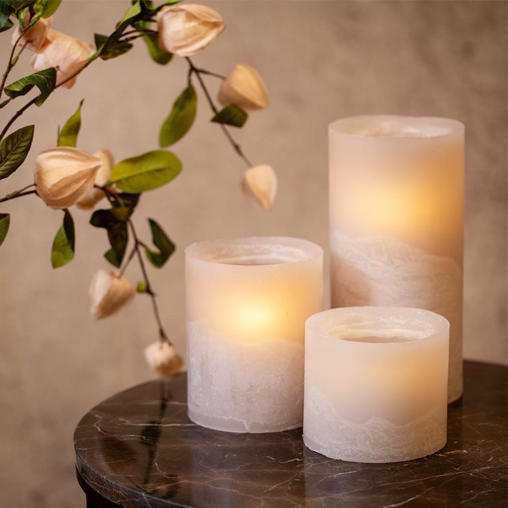 Lampion Pillar Wax Candle Holder - Linen