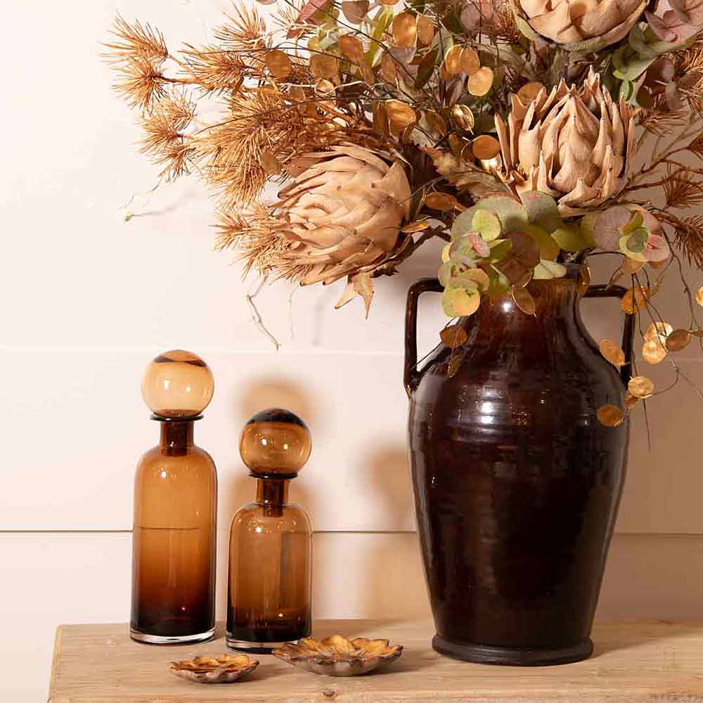 Lana Amber Bottle Vase with Ball Top