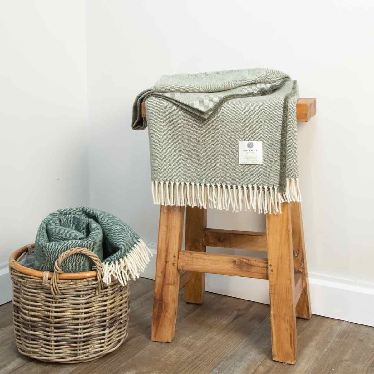 Landscape Herringbone - Merino Lambswool Throw - McNutt of Donegal