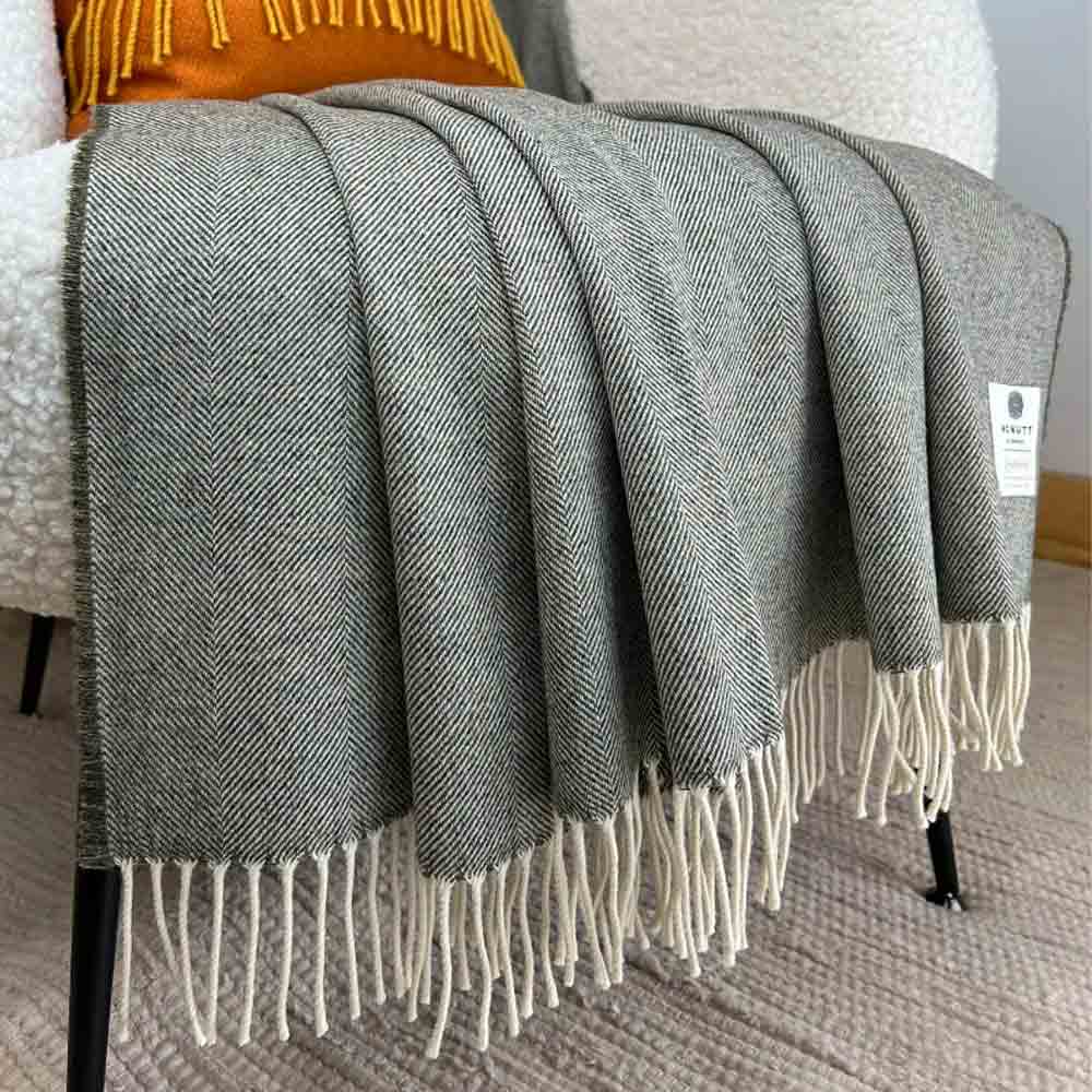 Landscape Herringbone - Merino Lambswool Throw - McNutt of Donegal