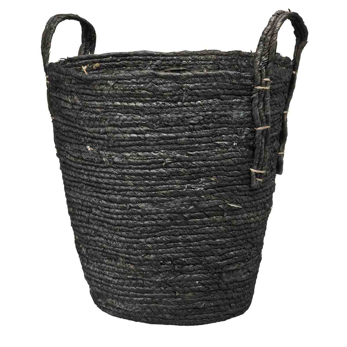 Large Truda black woven basket with handles and plastic insert – Scandi-style corn fibre