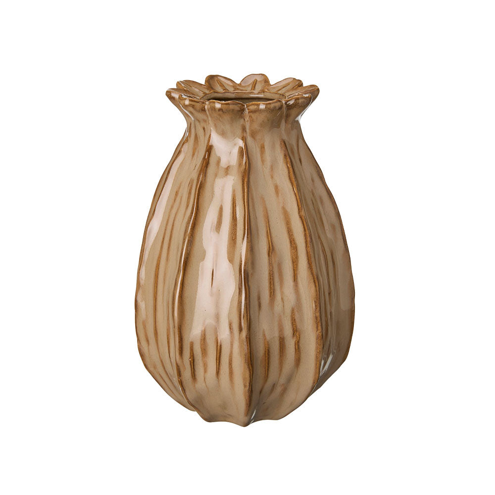 Large Lillian Vase – taupe ceramic vase with organic seed pod-inspired design