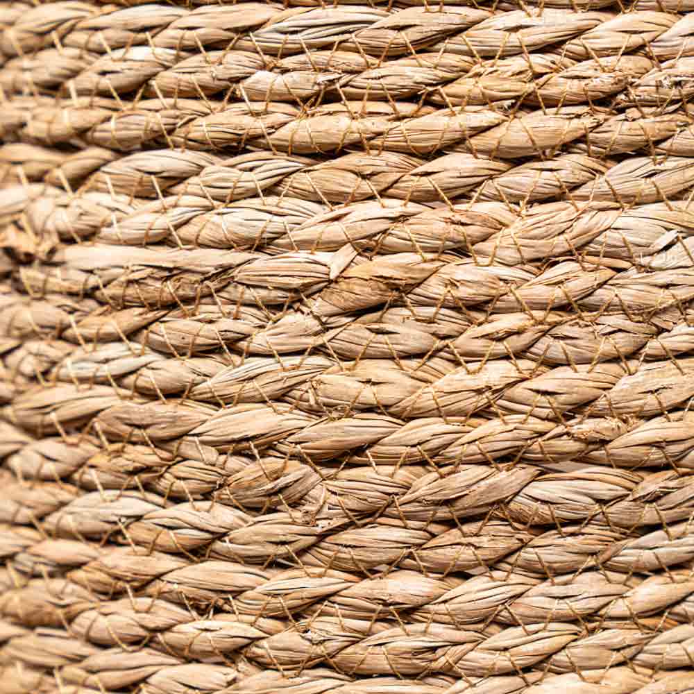 Leavy White Border Round Rattan Basket
