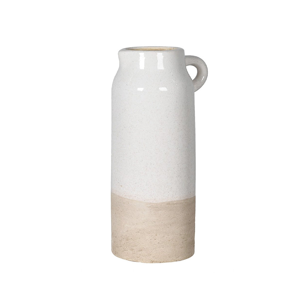Ceramic Liberec Natural Two Tone Tall Jug with handle on a white background
