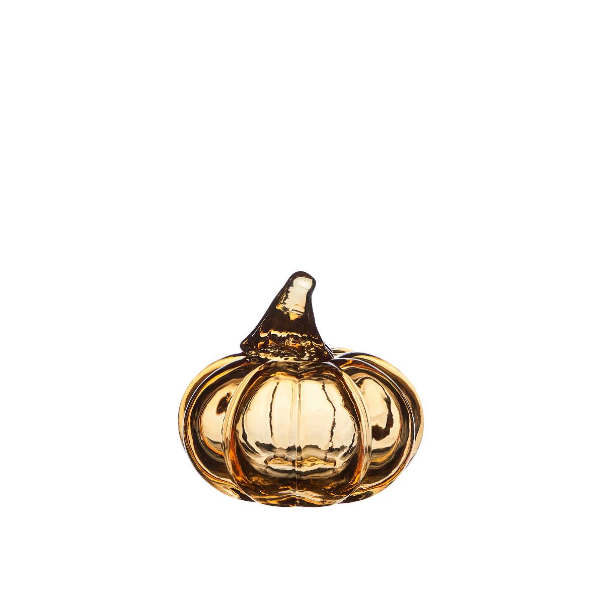 Light Amber glass pumpkin on a white background