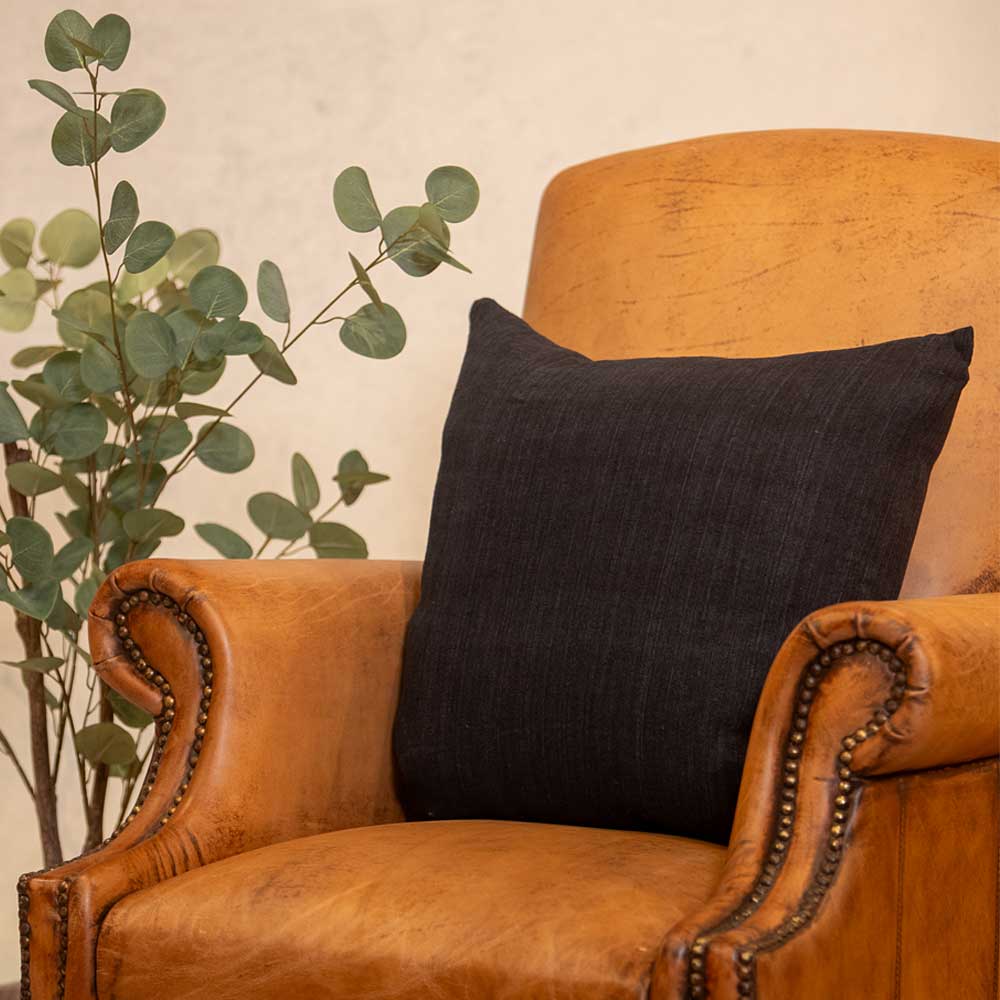 Linen Square Cushion - Dark Blue