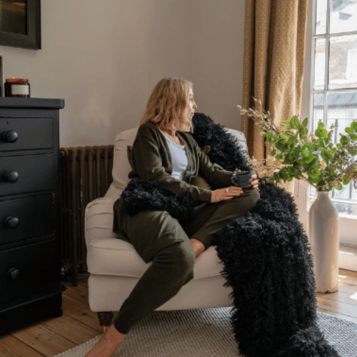 Linus Hot Water Bottle - Afghan - Black