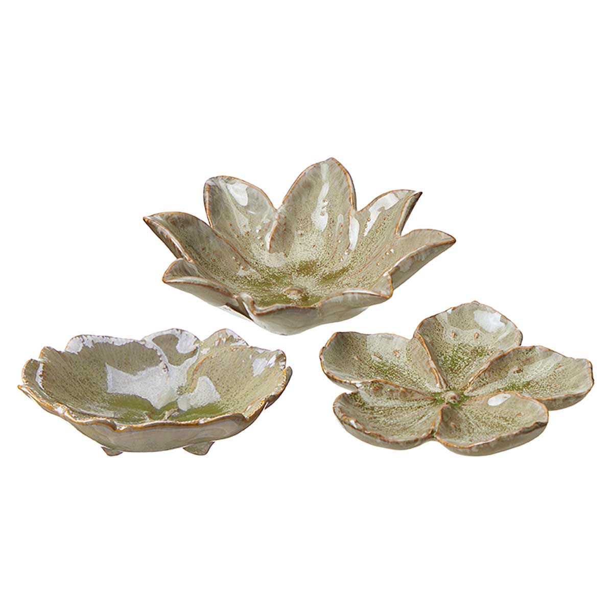 Liya Petal Bowls – all three botanical shapes styled together on white background