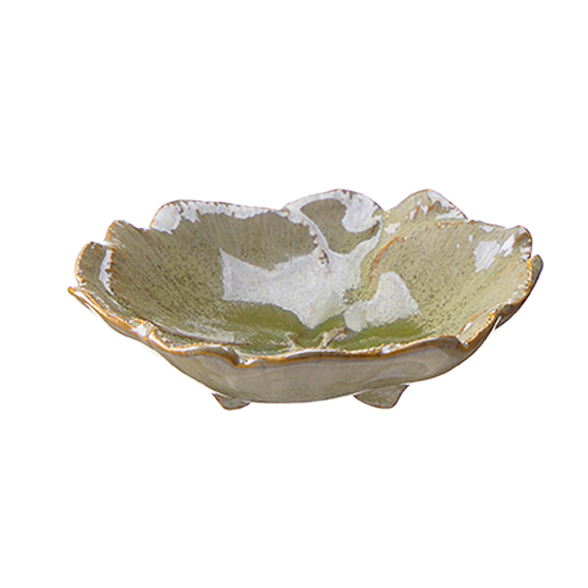 Liya Petal Bowl – green glazed porcelain in round petal shape