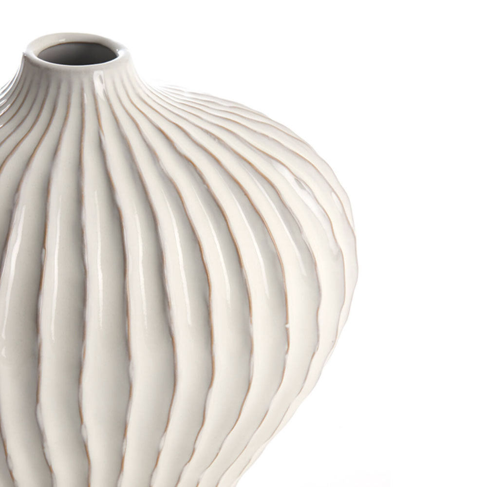 Lorito Ridged Off White Ceramic Vase
