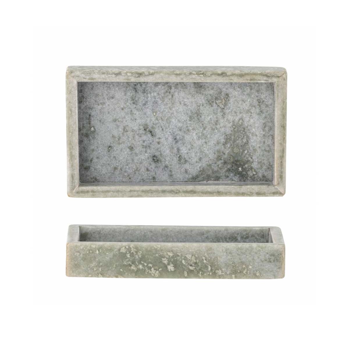 Majsa Small Rectangular Tray in Marble, Green
