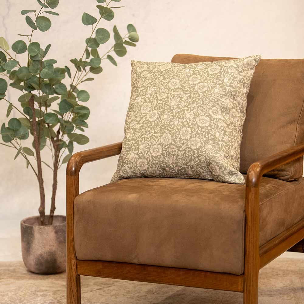 Mallow Intricate Floral Patterned Cushion in Green