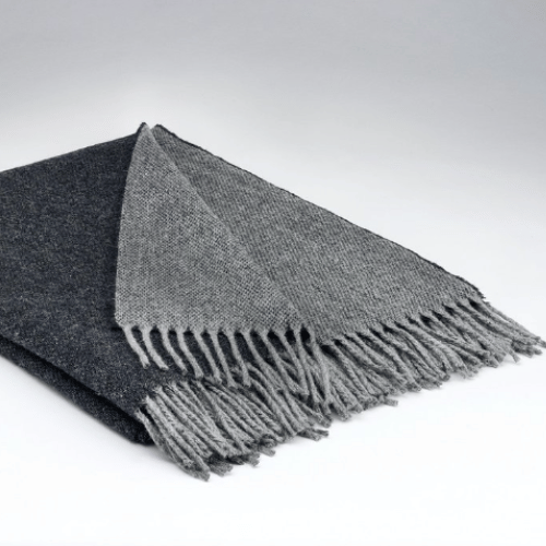 McNutt Charcoal Reversible Merino Lambswool Throw