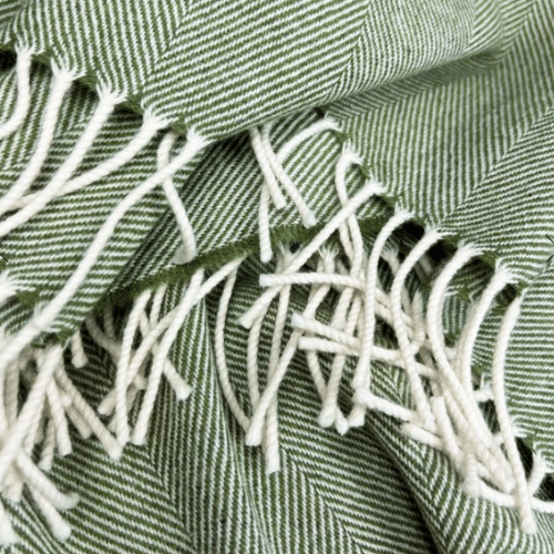 McNutt Lambswool Throw - Fern Herringbone