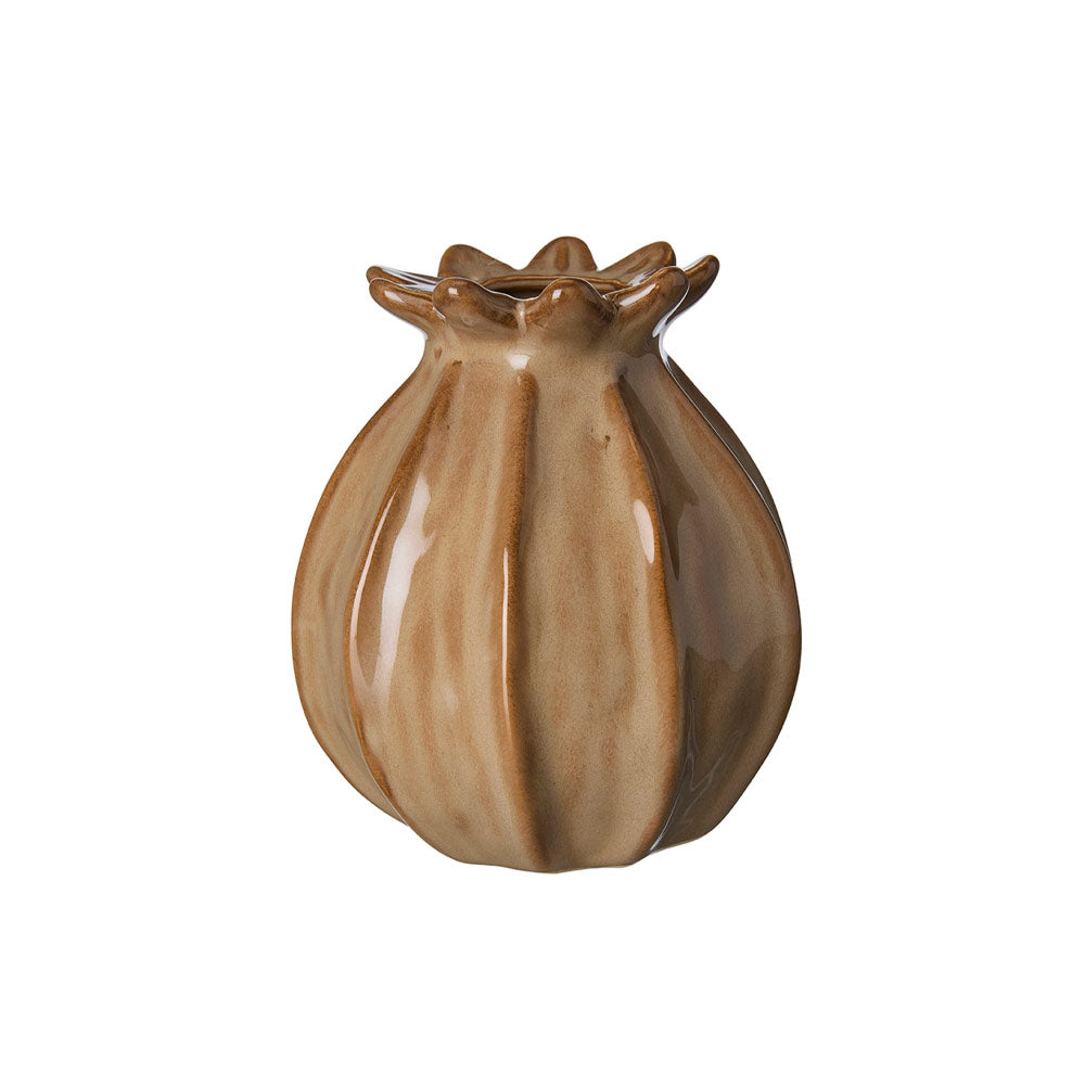 Medium Lillian Vase – taupe ceramic vase with organic seed pod-inspired design