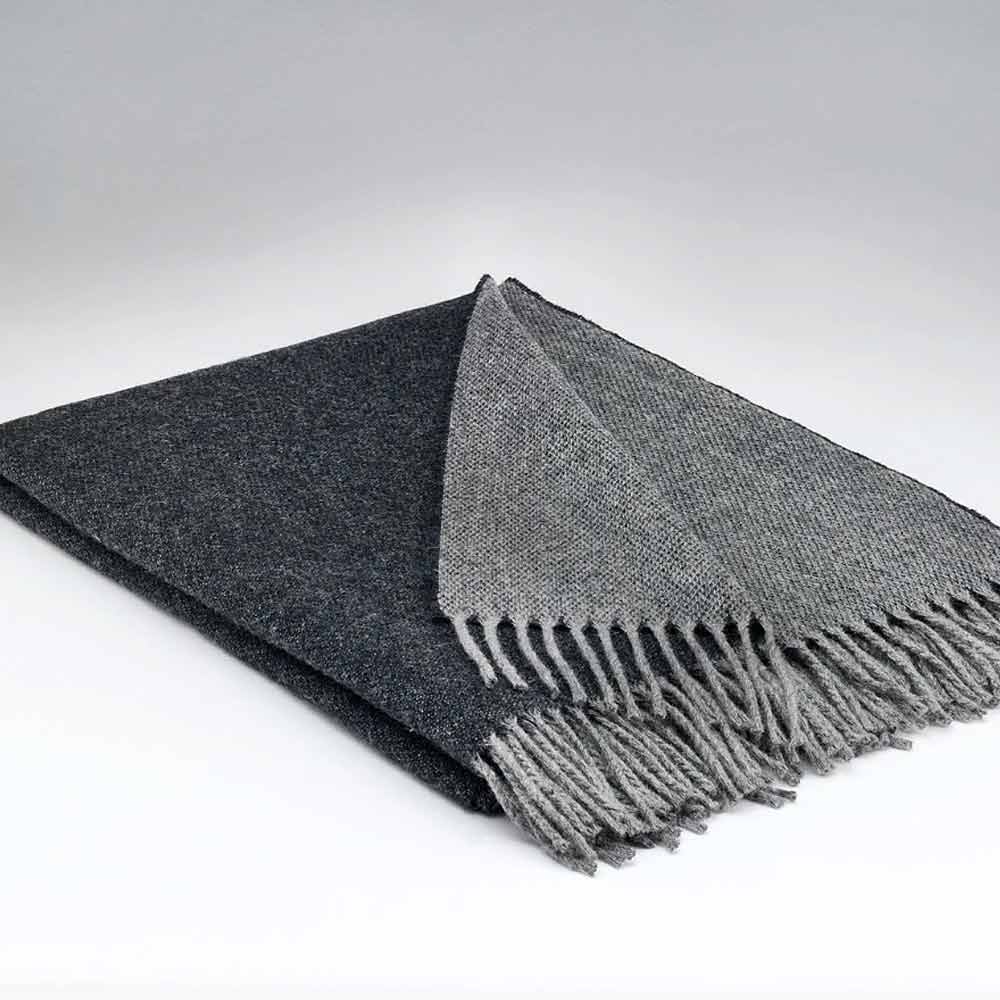 Merino Lambswool Throw - Charcoal Reversible - McNutt of Donegal