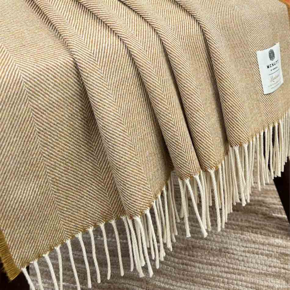 Merino Lambswool Throw - Mead Herringbone - McNutt of Donegal