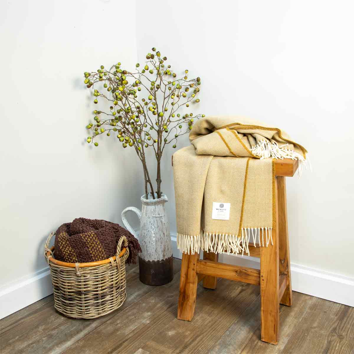 Merino Lambswool Throw - Mead Herringbone - McNutt of Donegal