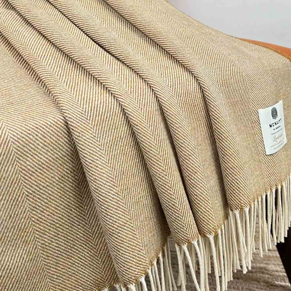 Merino Lambswool Throw - Mead Herringbone - McNutt of Donegal