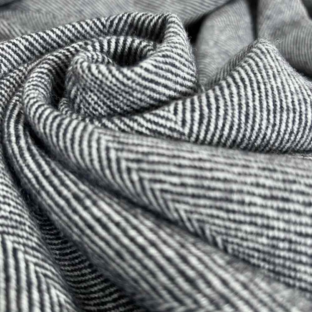 Merino Lambswool Throw - Navy Herringbone - McNutt of Donegal