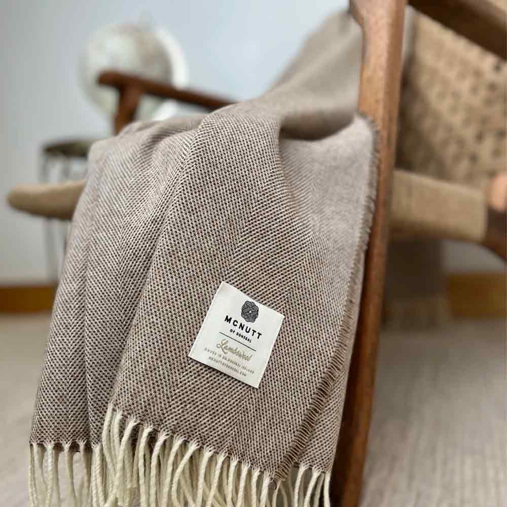 Merino Lambswool Throw - Spotted Butterscotch - McNutt of Donegal