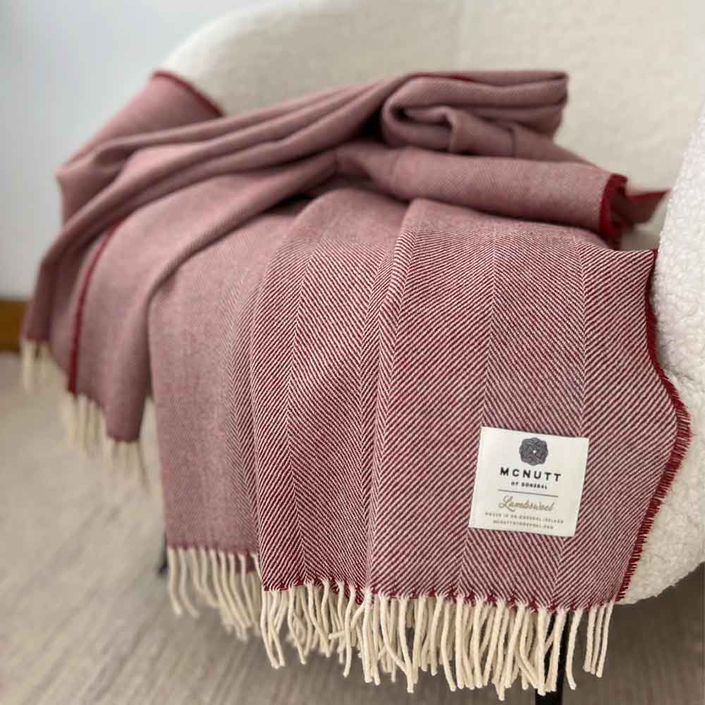 Merino Lambswool Throw - Tabasco Herringbone - McNutt of Donegal
