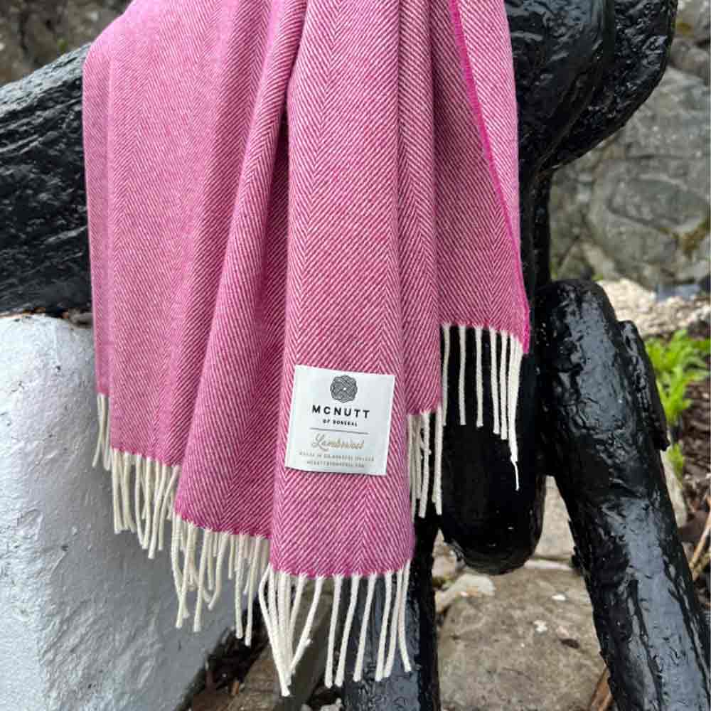 Merino Lambswool Throw - Topaz Herringbone - McNutt of Donegal