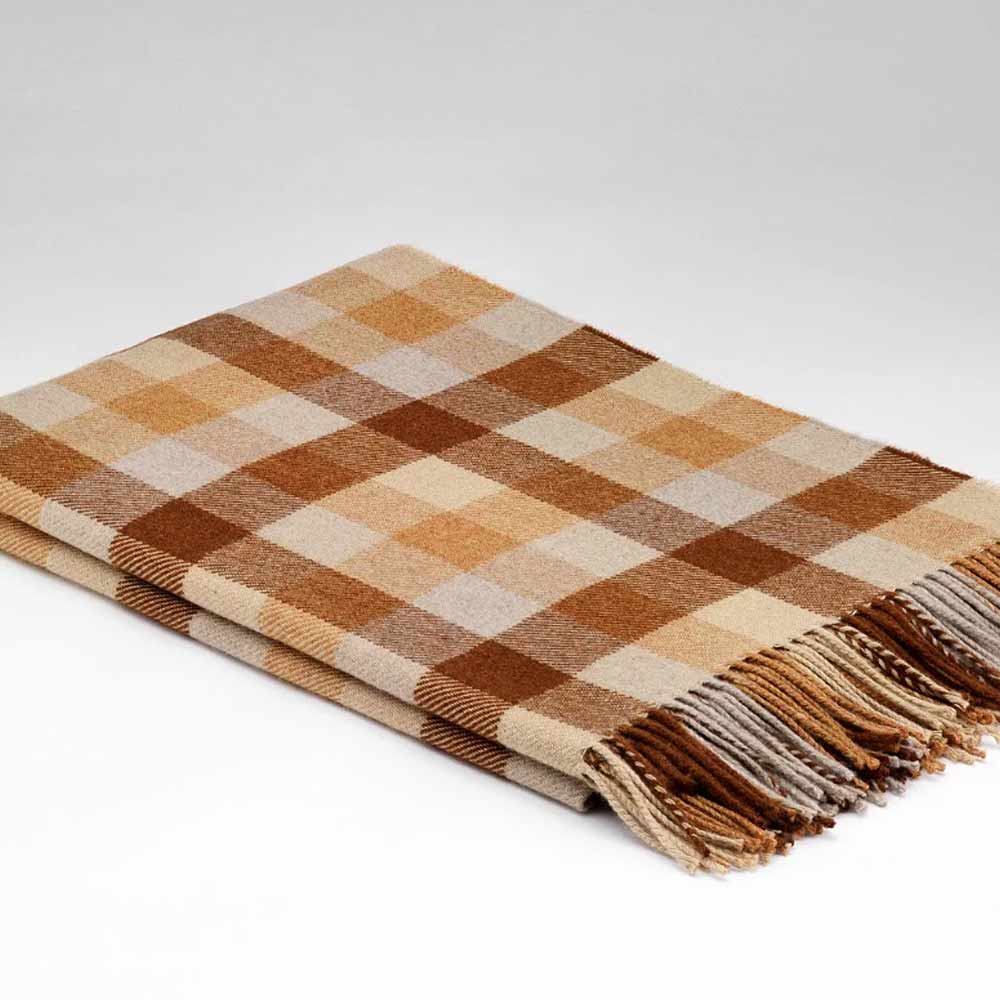 Merino Lambswool Throw - Caramello - McNutt of Donegal