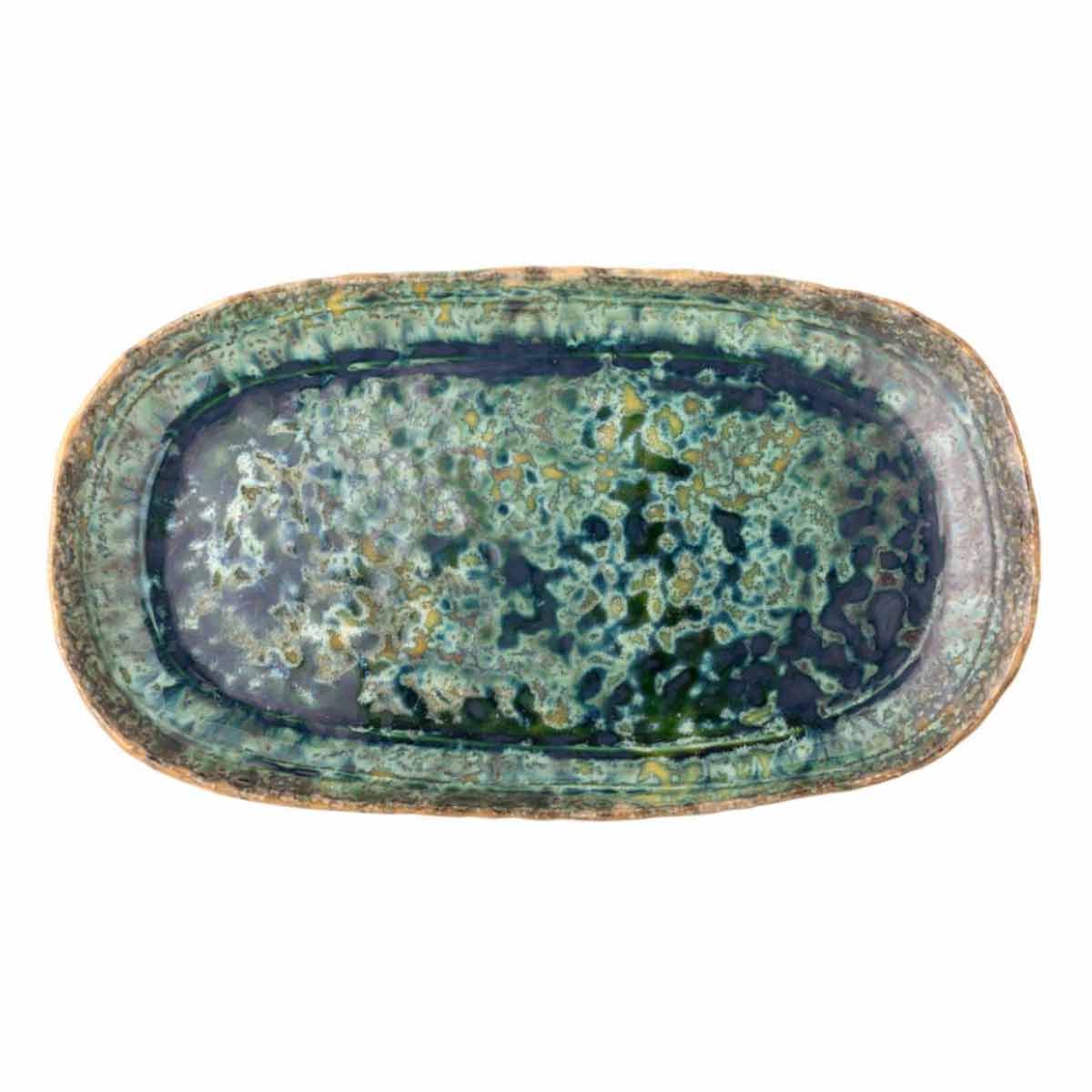 Milani Green Stoneware Serving Plate - from above.