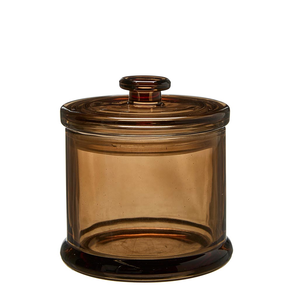 Mino Amber Glass Jars with Lid