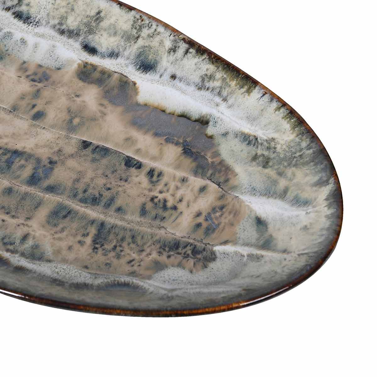 Close-up of Ocean Glaze Decorative Plate with reactive glaze finish.