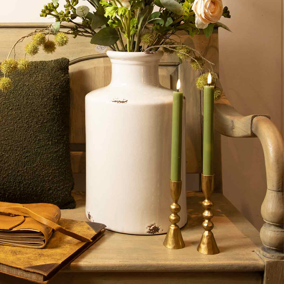 Olive Green LED Dinner Candle