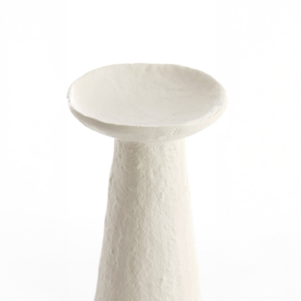 Ota Cream Pillar Candle Holder - Small close up of top on a white background