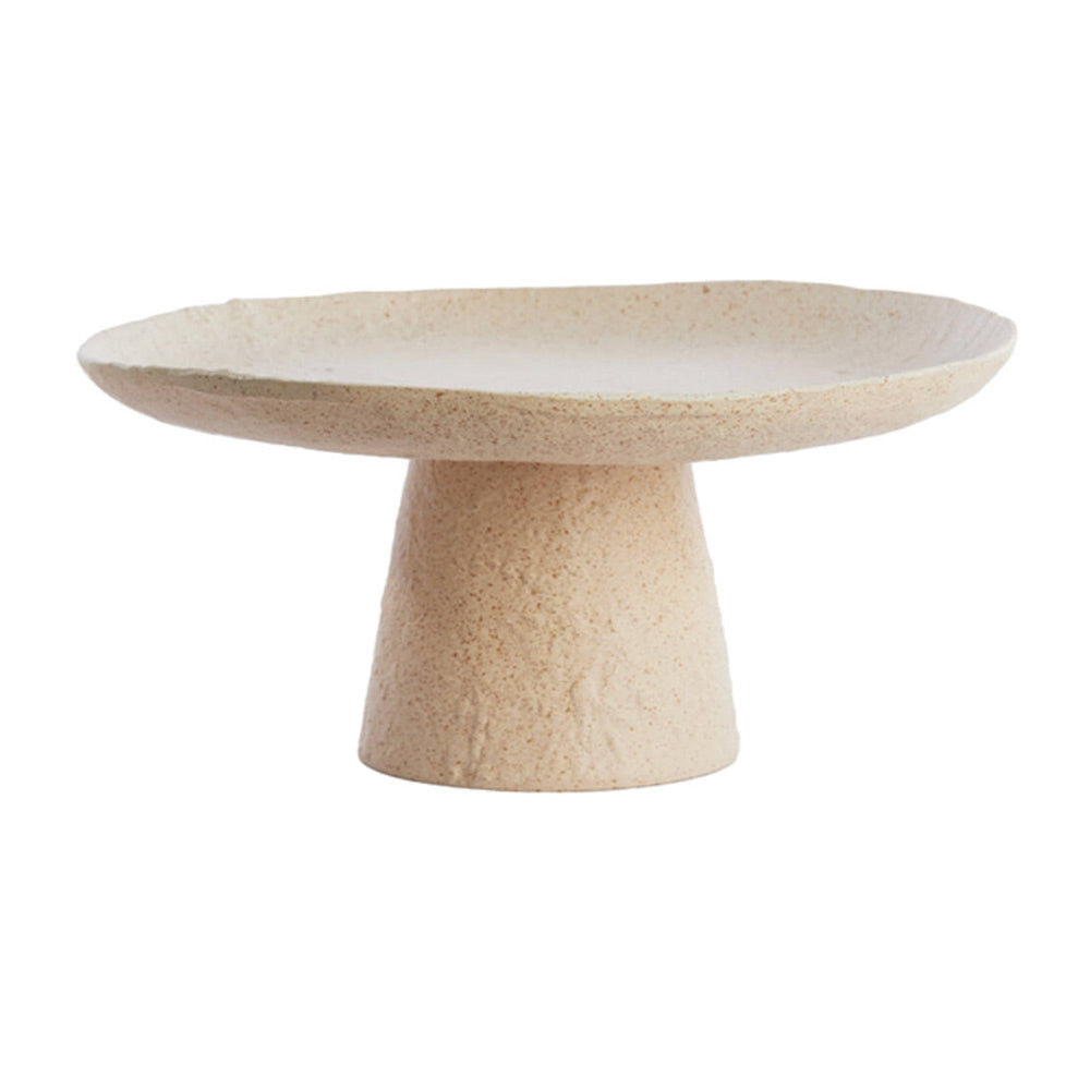 Ota Sand and Light Brown Plate on Stand on a white background