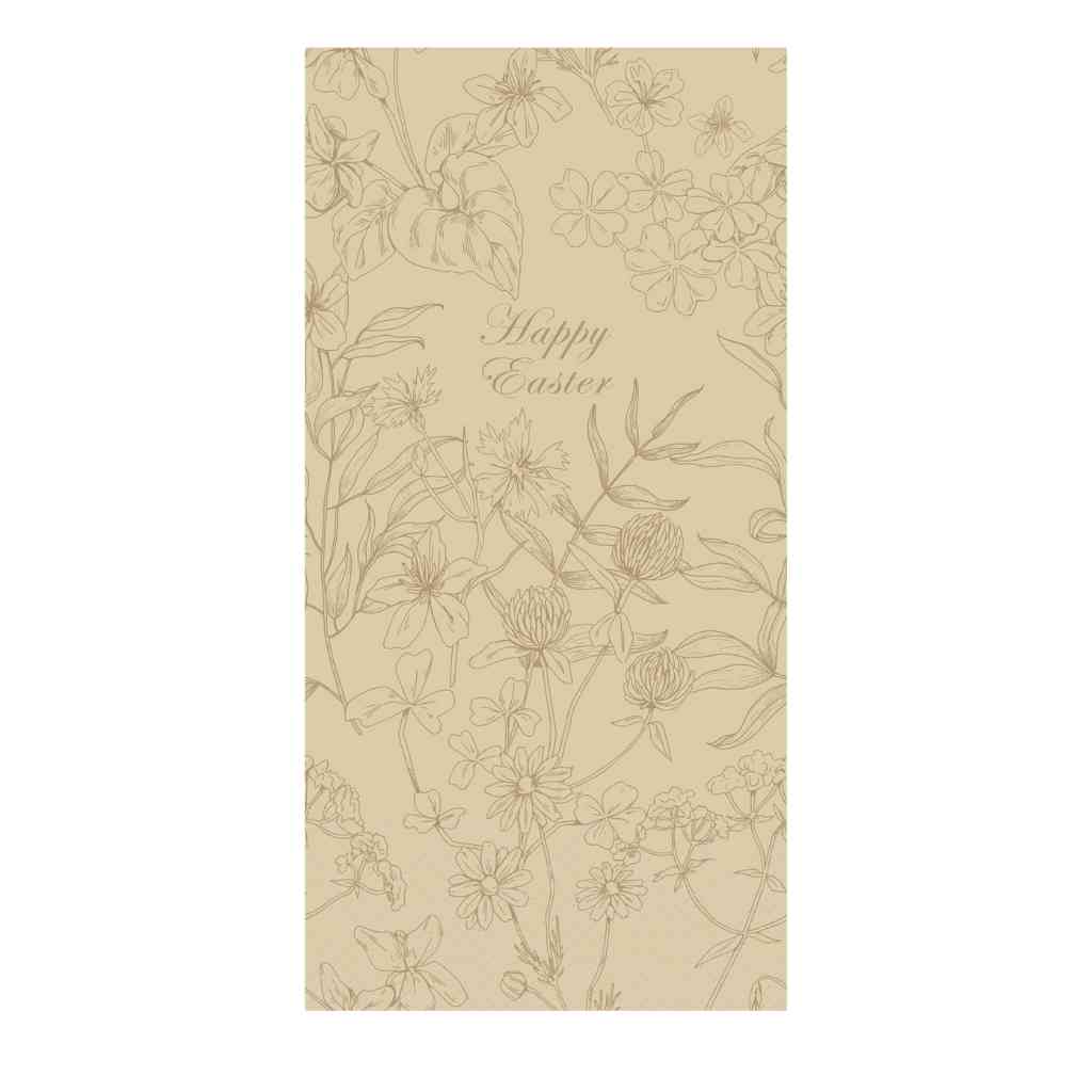 Paper Napkin with Flowers in Honey - Happy Easter