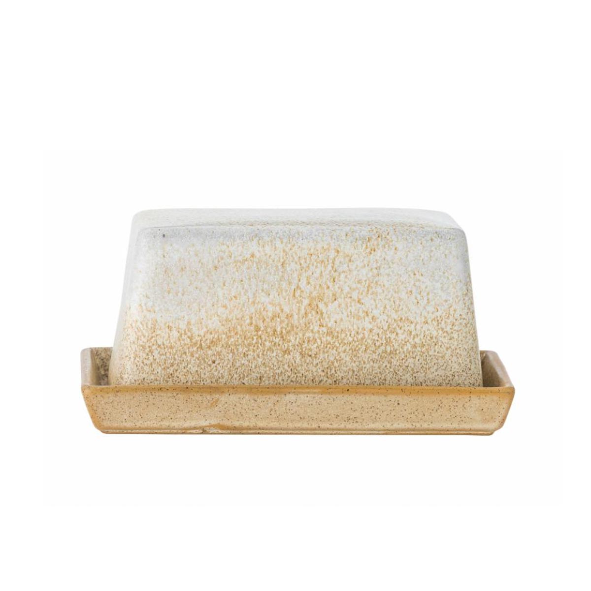 Paula Stoneware Butter Dish, Natural