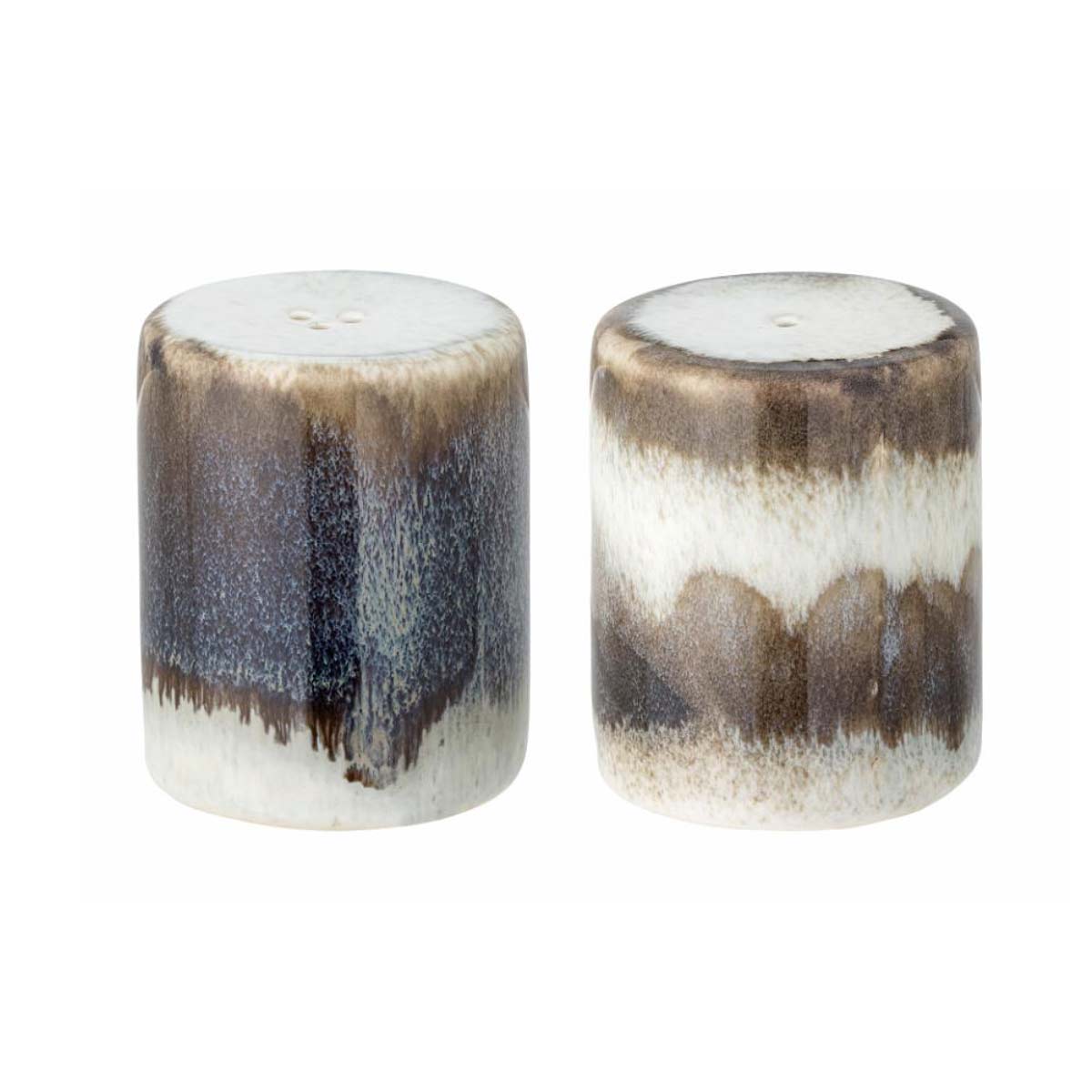 Paula Stoneware Salt and Pepper Shaker Set, Grey - A set of two stoneware salt and pepper shakers in soft grey with an organic reactive glaze.