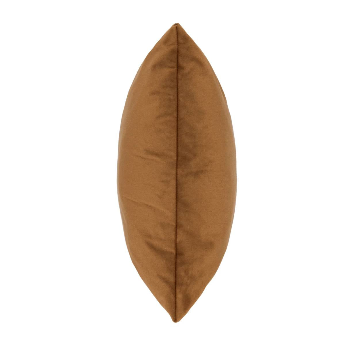 Payton Gold Velvet Cushion – russet gold velvet fabric, 43cm square - side view
