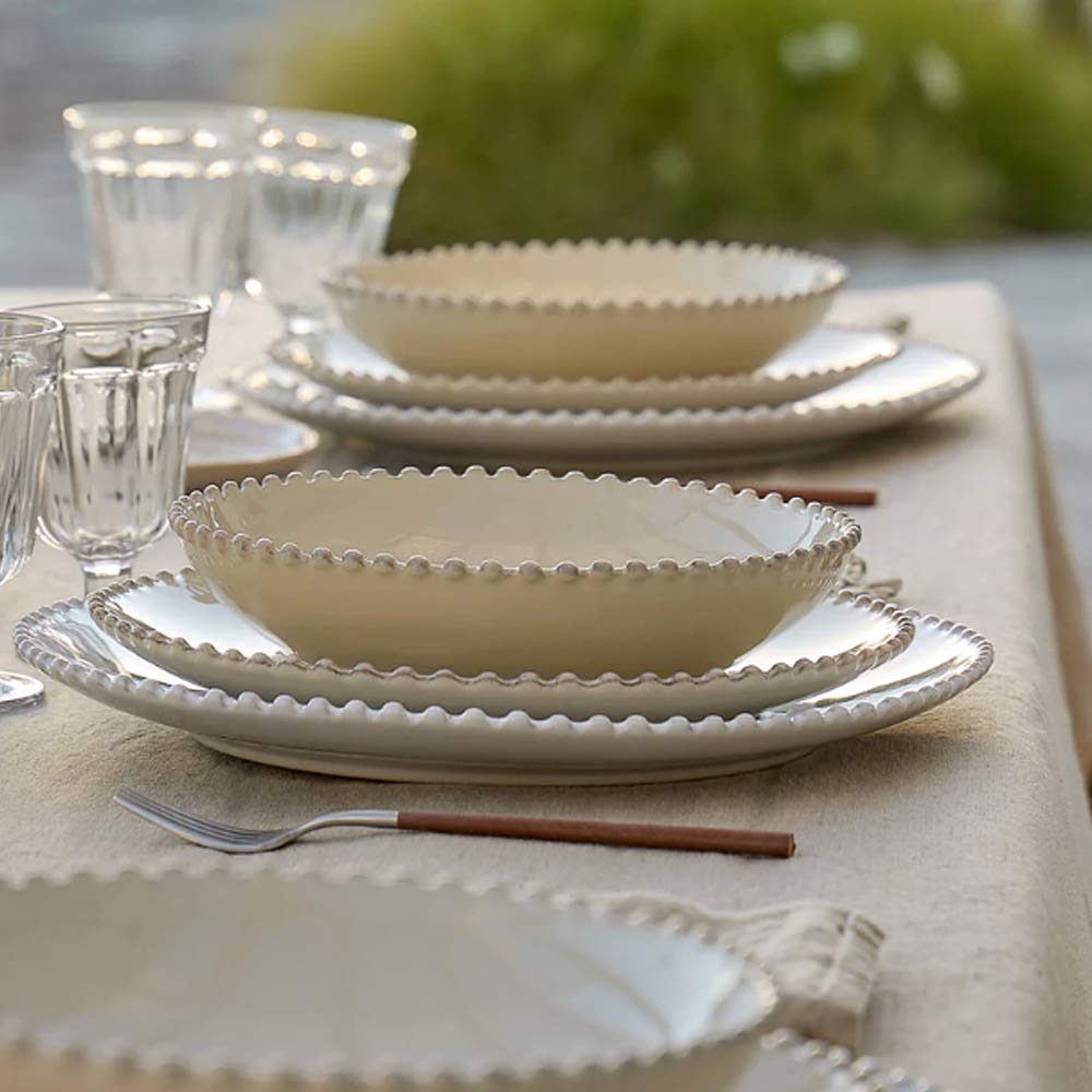 Pearl Edge Stoneware Soup/Pasta Plate - Cream