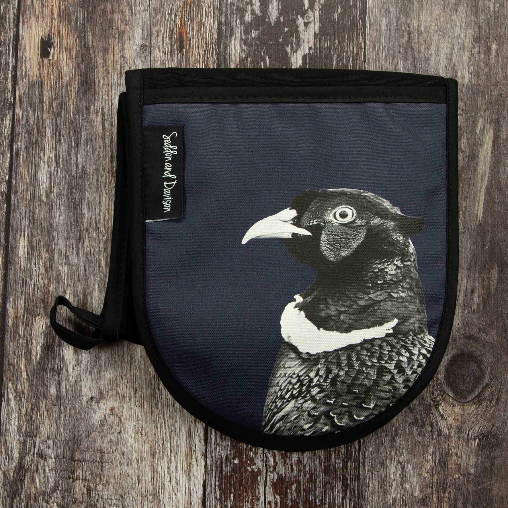 Pheasant Oven Gloves - Black and White - Blackberry