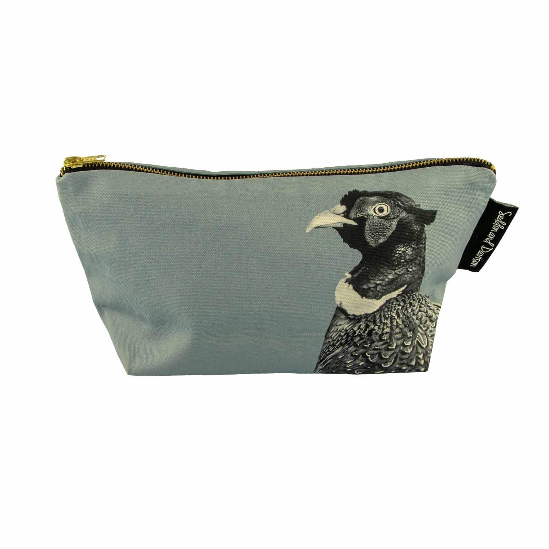 Pheasant Wash Bag - Black and White - Pale Grey