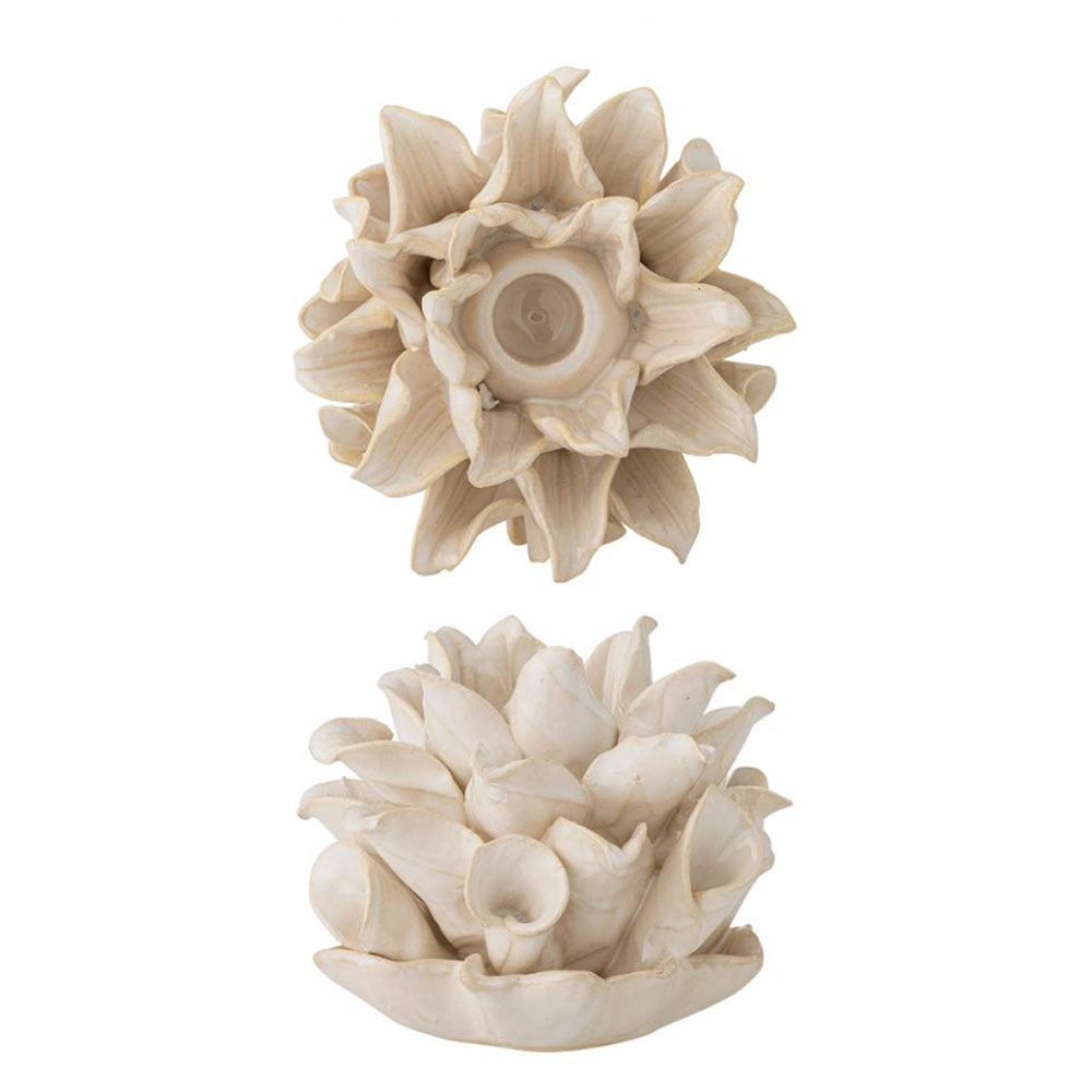 Phyllis Stoneware Candle Holder in White