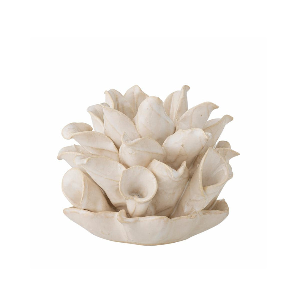 Phyllis Stoneware Candle Holder in White