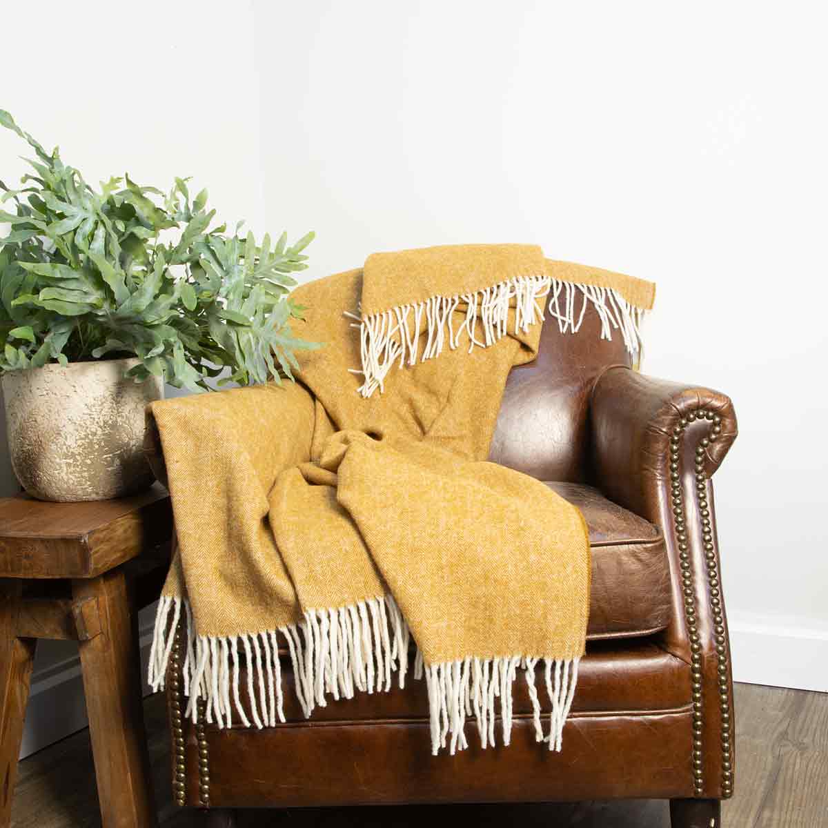 Pure Wool Throw - Anna Ochre Wool Throw