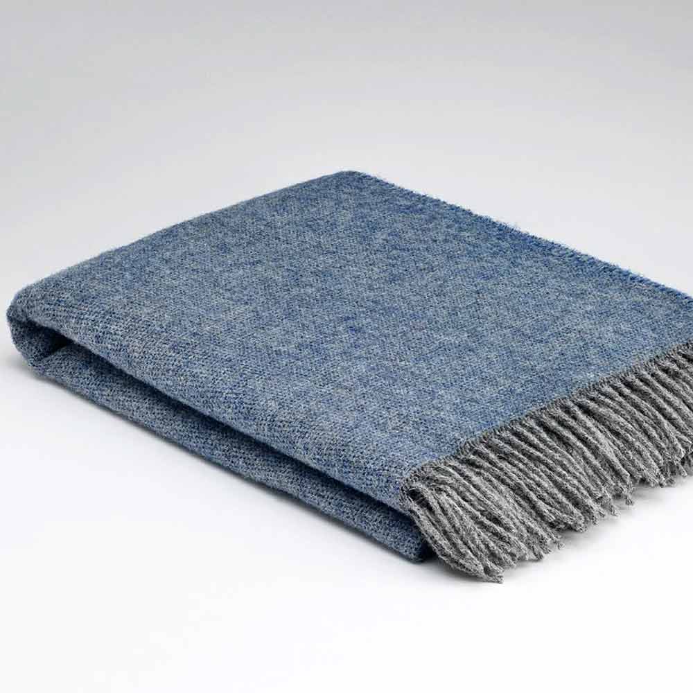 Pure Wool Throw - Cosy Periwinkle Blue - McNutt of Donegal